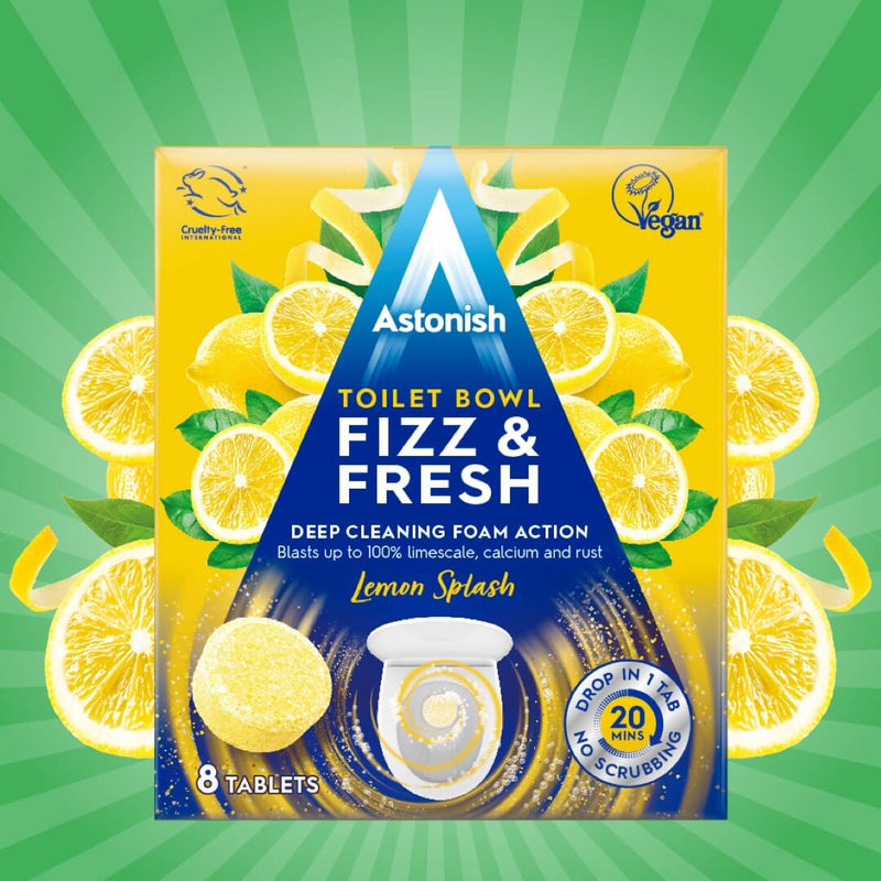 Astonish Toilettenschüssel Fizz &amp; Fresh Tabs 8 Stück – Lemon Splash