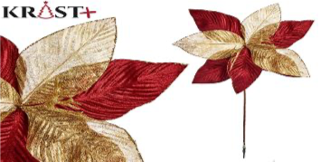 Krist – Weihnachtsblume 40 cm mit schönen Details – Gold und Rot