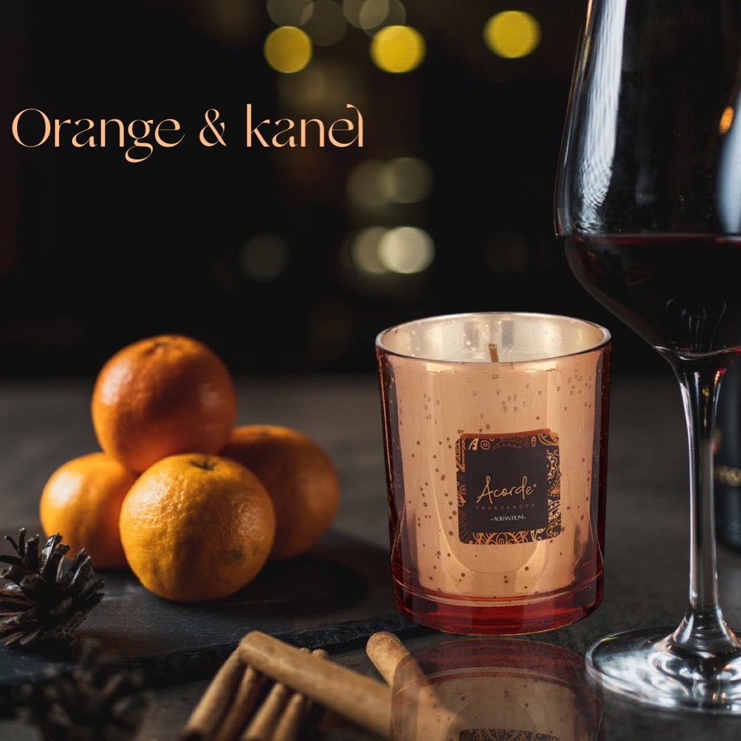 Acorde – 42 Stunden Duftkerze in Geschenkbox, extra konzentriertes Premium-Design. Orange und Zimt