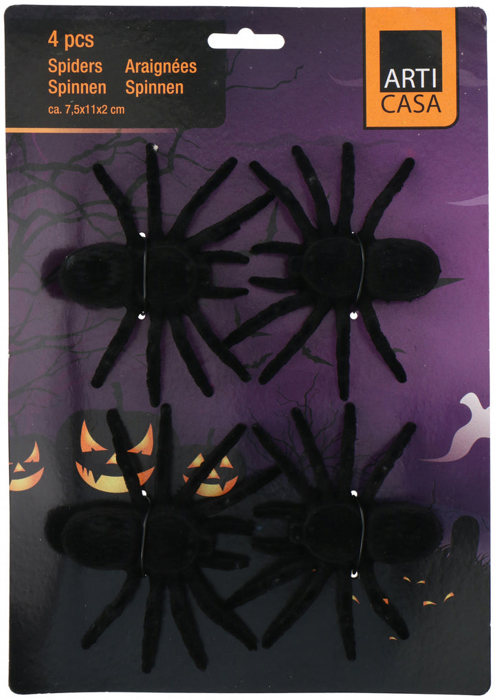 ArtiCasa - Mellem kunstige edderkopper 4stk 7x11cm - Dollarstore.dk