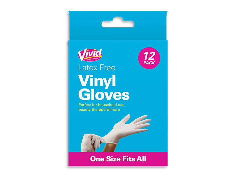 Vivid – Vinyl-Handschuhe, 12 Stück, Universalgröße