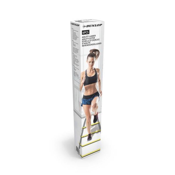 Dunlop - Agility stige til kondi training. indeholder 1x stige med clicklåse på 4m, 4x gulv pikke, 1 opbevaringspose