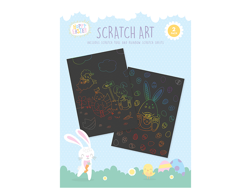 Hoppy Easter - Skrabbekunst med skrabber 2x A4 ark
