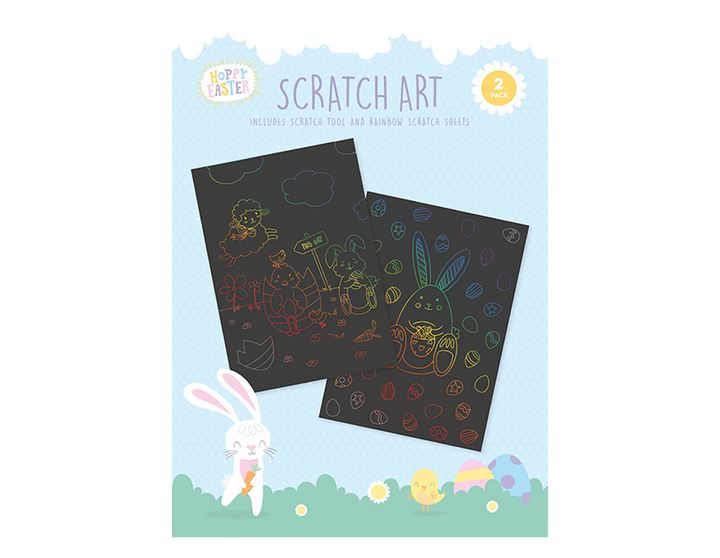 Hoppy Easter - Skrabbekunst med skrabber 2x A4 ark