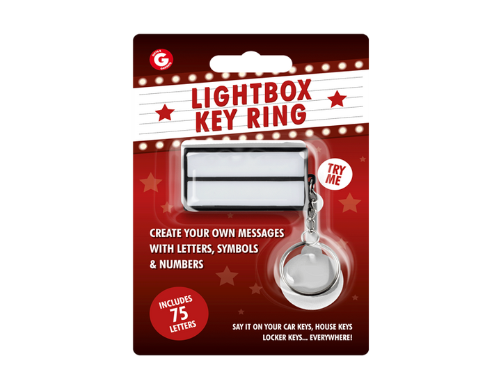 Gifts & gadgets - Lysboks nøglering med 75 bogstaver