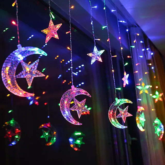 Stern- und Mond-LED-Girlande + 4 m – Multifunktionsfarben Ramadan