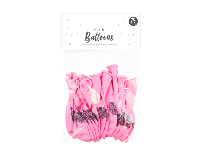 Pop Party - Lyserøde fødselsdags balloner 15stk