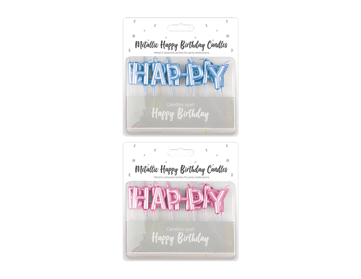 Pop party - Lyse metalliske tillykke med fødselsdagen stearinlys