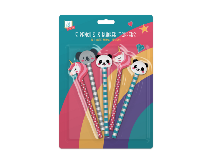 The box - 5 blyanter med fance viskelæder