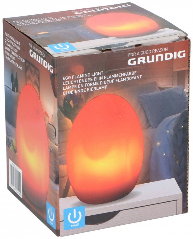 Grundig - Flammenkerze in Eiform mit An- und Aus-Knopf